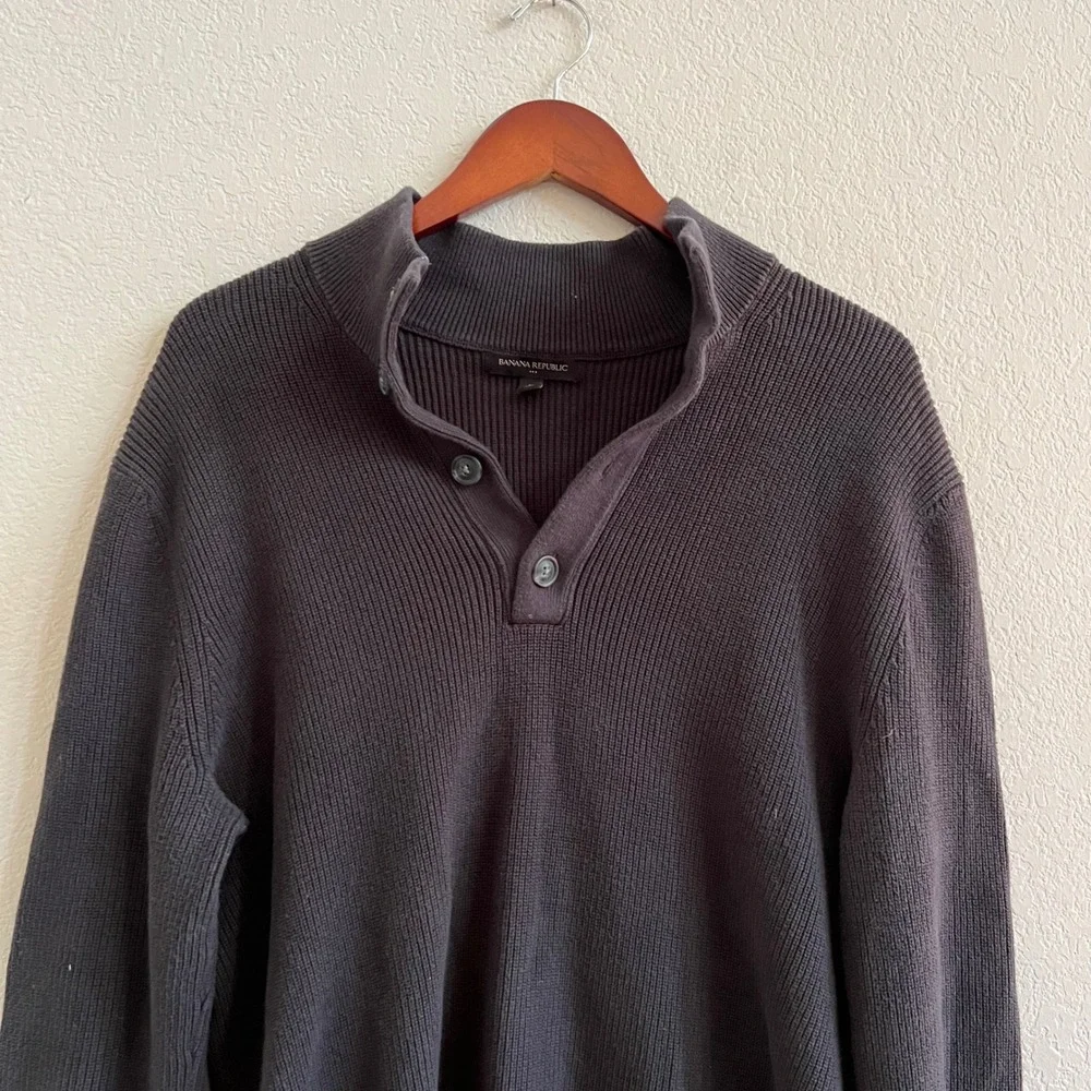 Banana Republic Thick Knit Cotton Pullover Sweater Size Large‎ Button Up